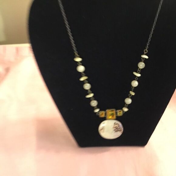 Dark Brown Metal Chain with Beads and Pendant - Picture 6 of 6